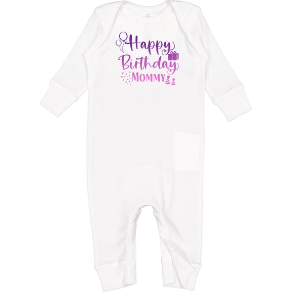 Inktastic Purple Happy Birthday Mommy Baby Romper Coveralls