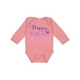 thumbnail image 1 of Inktastic Purple Happy Birthday Mommy Boys or Girls Long Sleeve Baby Bodysuit, 1 of 5