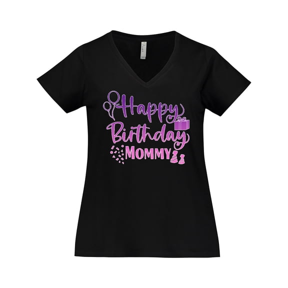 Inktastic Purple Happy Birthday Mommy Women's Plus Size V-Neck T-Shirt