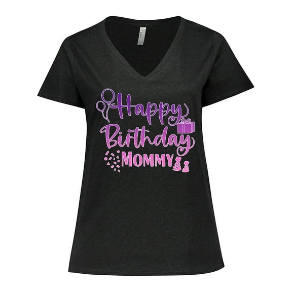 Inktastic Purple Happy Birthday Mommy Women's Plus Size V-Neck T-Shirt