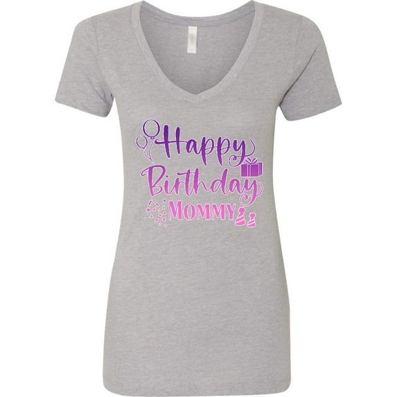 Inktastic Purple Happy Birthday Mommy Women's V-Neck T-Shirt