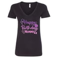 thumbnail image 1 of Inktastic Purple Happy Birthday Mommy Women's V-Neck T-Shirt, 1 of 5