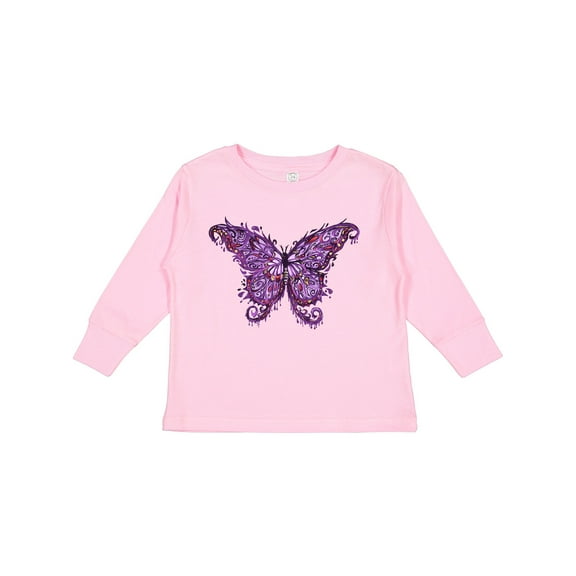Inktastic Purple Ink Butterfly Boys or Girls Long Sleeve Toddler T-Shirt