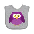 thumbnail image 1 of Inktastic Purple Owl Bird Boys or Girls Baby Bib, 1 of 4