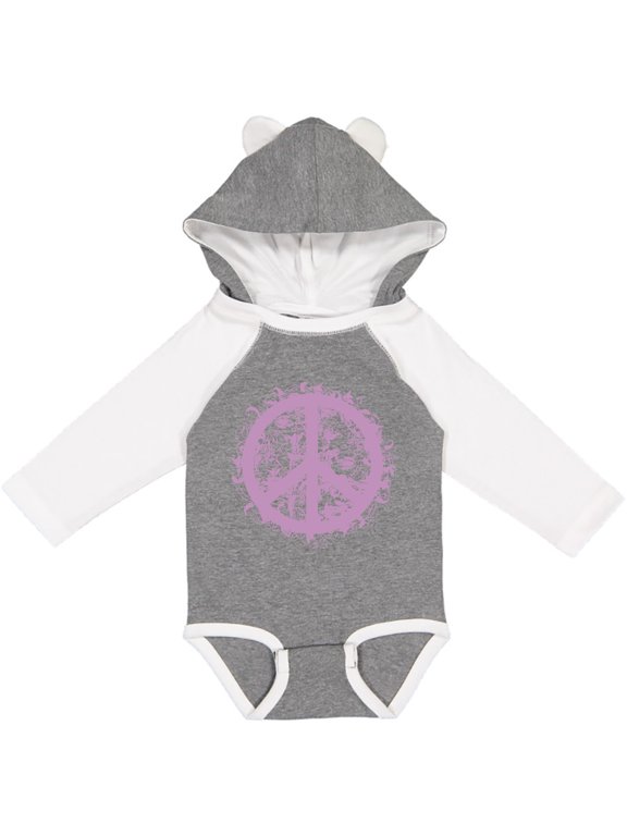 Purple Peace Girls Long Sleeve Baby Bodysuit