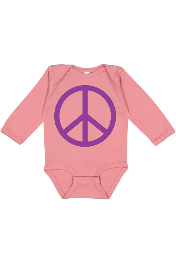 Purple Peace Sign Boys or Girls Long Sleeve Baby Bodysuit