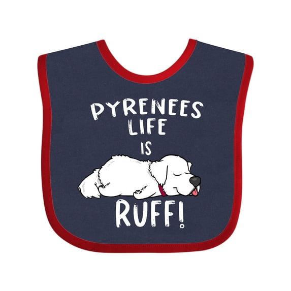 Inktastic Pyrenees Life is Ruff Great Pyrenees Boys or Girls Baby Bib