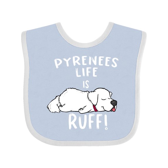 Inktastic Pyrenees Life is Ruff Great Pyrenees Boys or Girls Baby Bib