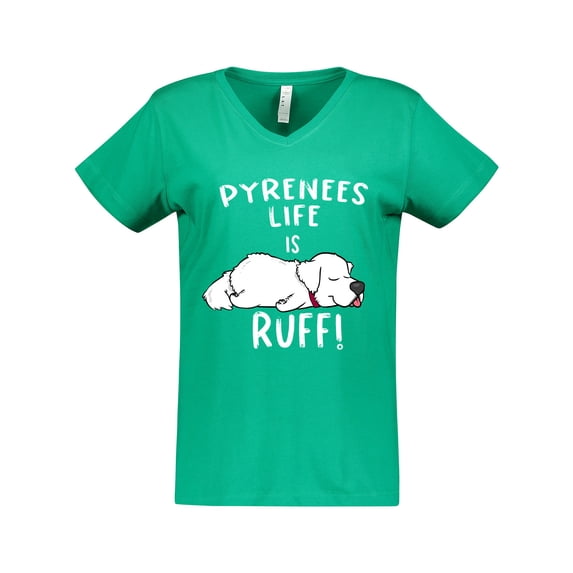 Inktastic Pyrenees Life is Ruff Great Pyrenees Women's V-Neck T-Shirt