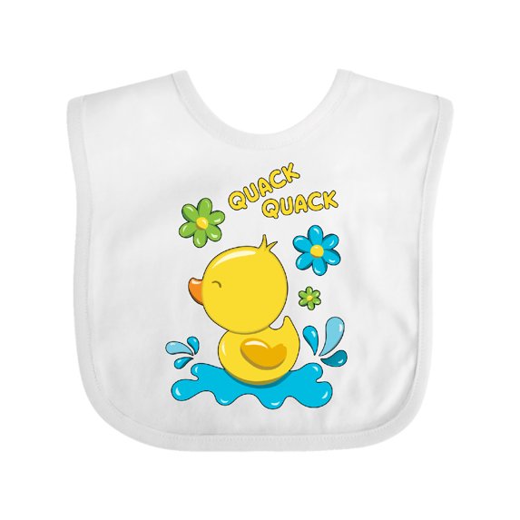 Inktastic Quack Quack Cute Duckling with Flowers Boys or Girls Baby Bib