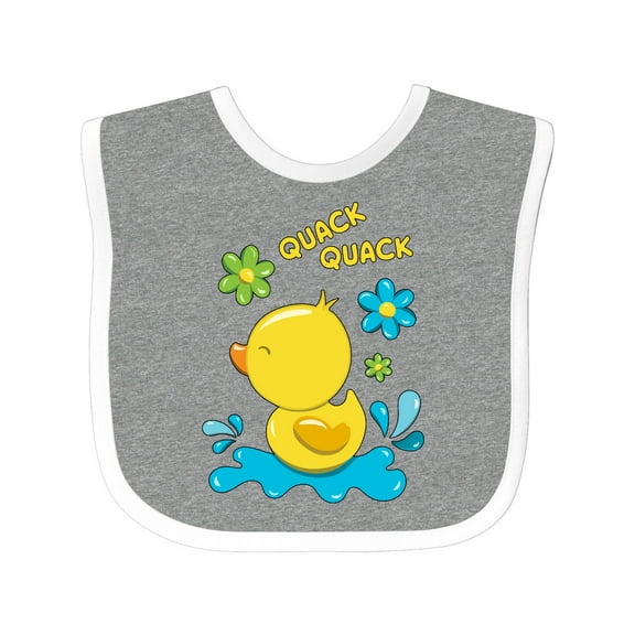 Inktastic Quack Quack Cute Duckling with Flowers Boys or Girls Baby Bib