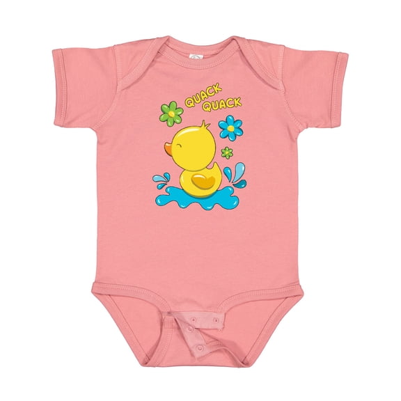 Inktastic Quack Quack Cute Duckling with Flowers Boys or Girls Baby Bodysuit