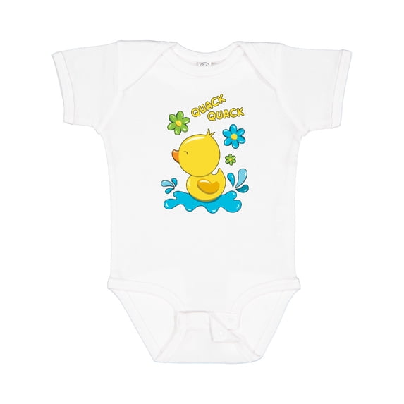 Inktastic Quack Quack Cute Duckling with Flowers Boys or Girls Baby Bodysuit
