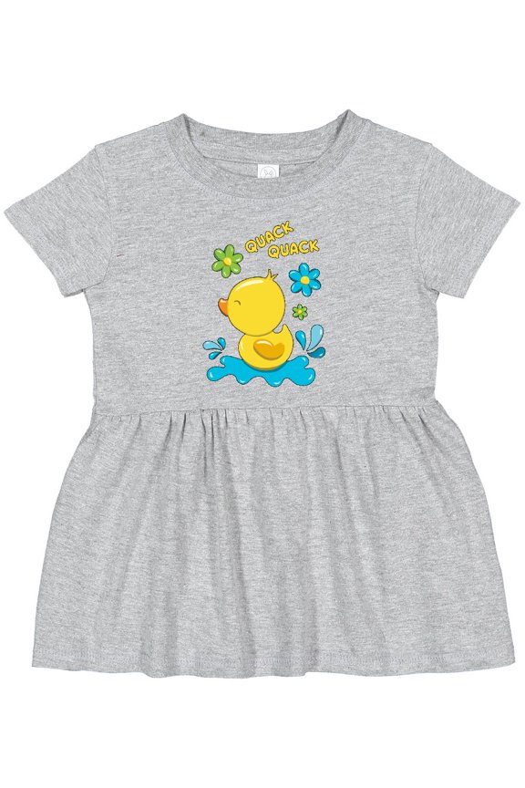 Quack Quack Cute Duckling with Flowers Girls Baby Dress