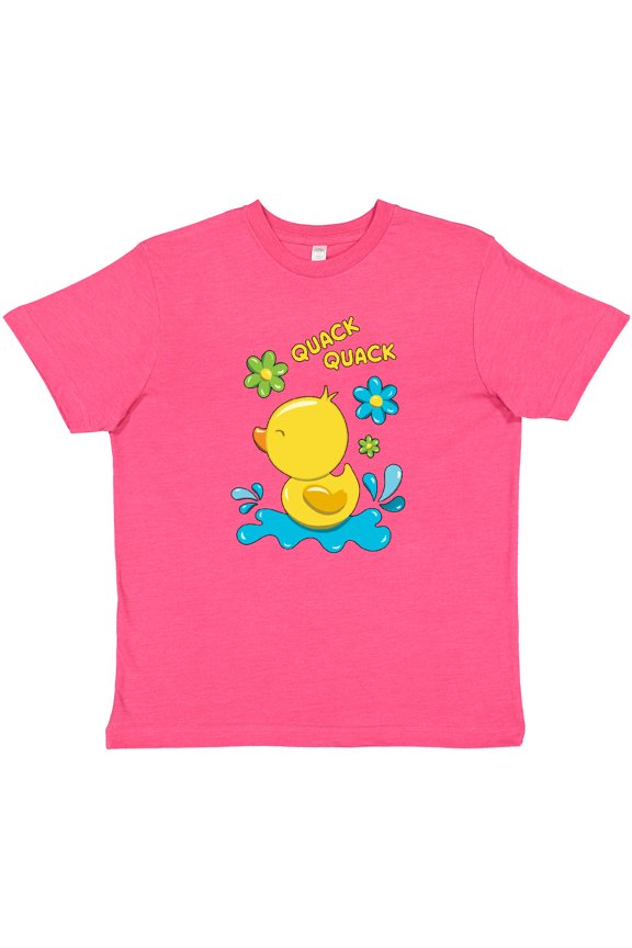 Quack Quack Cute Duckling with Flowers Youth T-Shirt