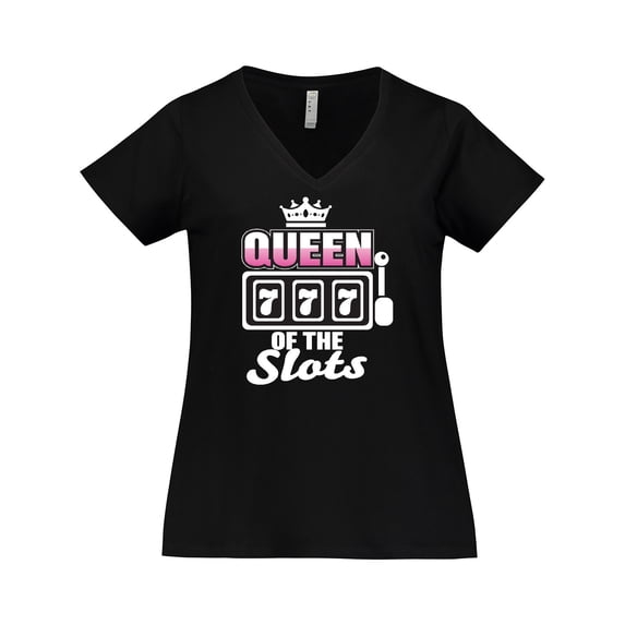 Inktastic Queen of the Slots Women's Plus Size V-Neck T-Shirt