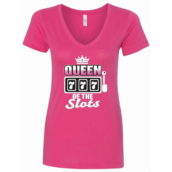 Inktastic Queen of the Slots Women's V-Neck T-Shirt