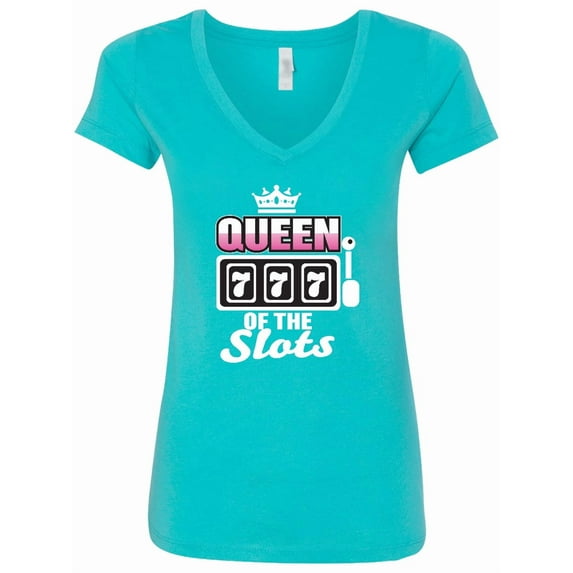 Inktastic Queen of the Slots Women's V-Neck T-Shirt