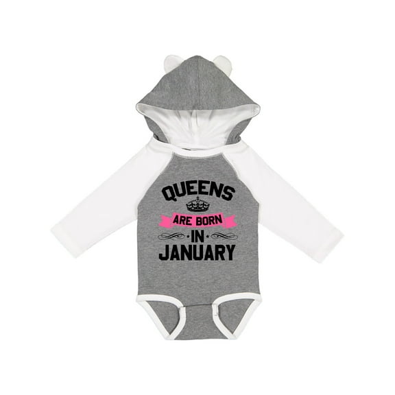 Inktastic Queens Are Born in January Boys or Girls Long Sleeve Baby Bodysuit