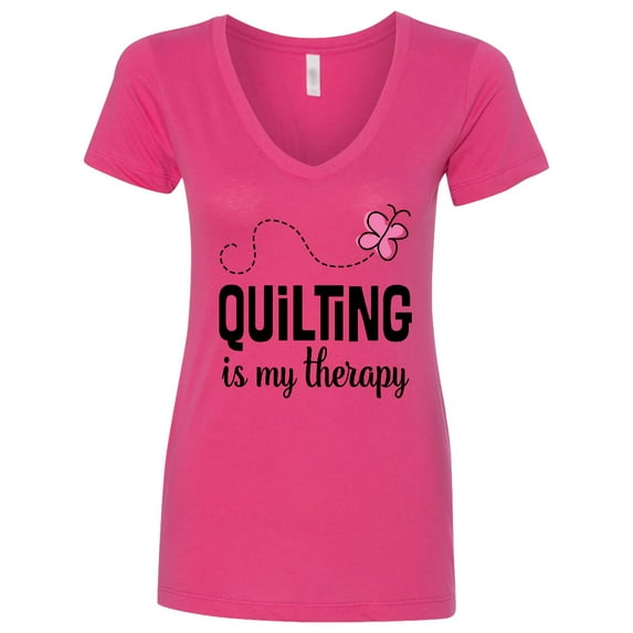 Inktastic Quilting is My Therapy Women's V-Neck T-Shirt