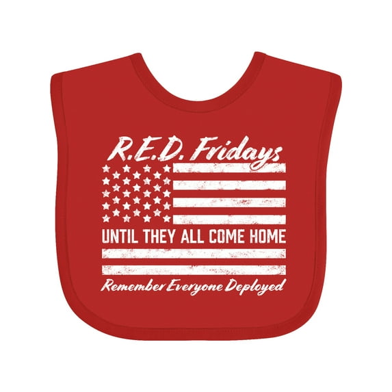 Inktastic R.e.d. Fridays Until They Come Home Remember Everyone Deployed Boys or Girls Baby Bib