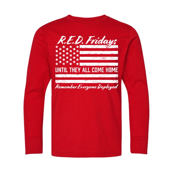 Inktastic R.e.d. Fridays Until They Come Home Remember Everyone Deployed Long Sleeve Youth T-Shirt