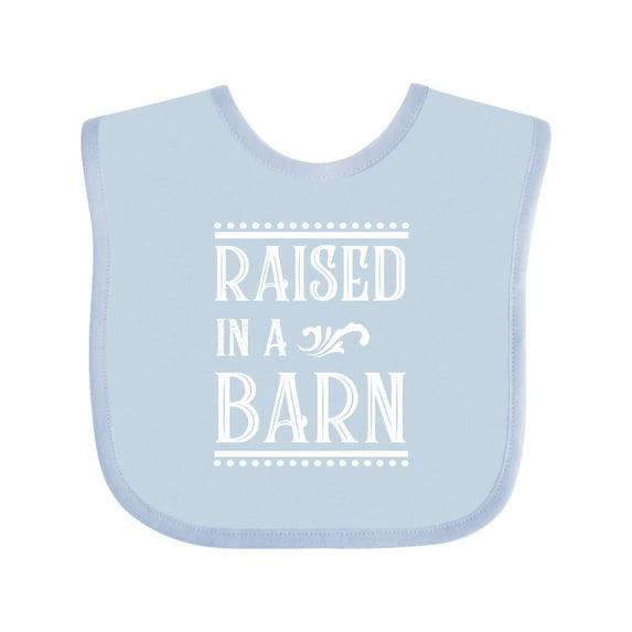 Inktastic RAISED in a BARN in White Boys or Girls Baby Bib