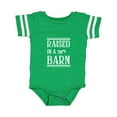 thumbnail image 1 of Inktastic Raised in a Barn in White Boys or Girls Baby Bodysuit, 1 of 5