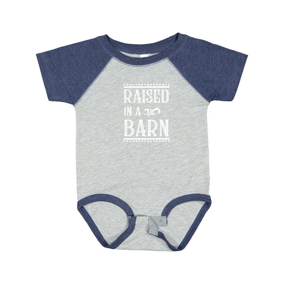 Inktastic Raised in a Barn in White Boys or Girls Baby Bodysuit