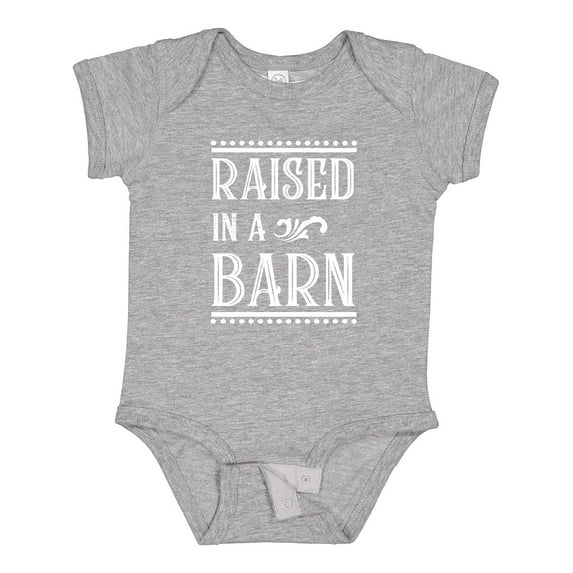 Inktastic Raised in a Barn in White Boys or Girls Baby Bodysuit