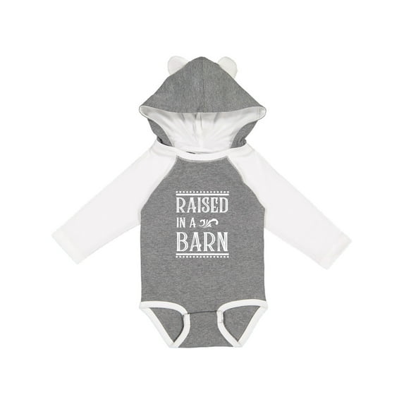 Inktastic RAISED in a BARN in White Boys or Girls Long Sleeve Baby Bodysuit