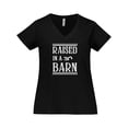 thumbnail image 1 of Inktastic RAISED in a BARN in White Women's Plus Size V-Neck T-Shirt, 1 of 5