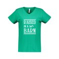 thumbnail image 1 of Inktastic RAISED in a BARN in White Women's V-Neck T-Shirt, 1 of 5
