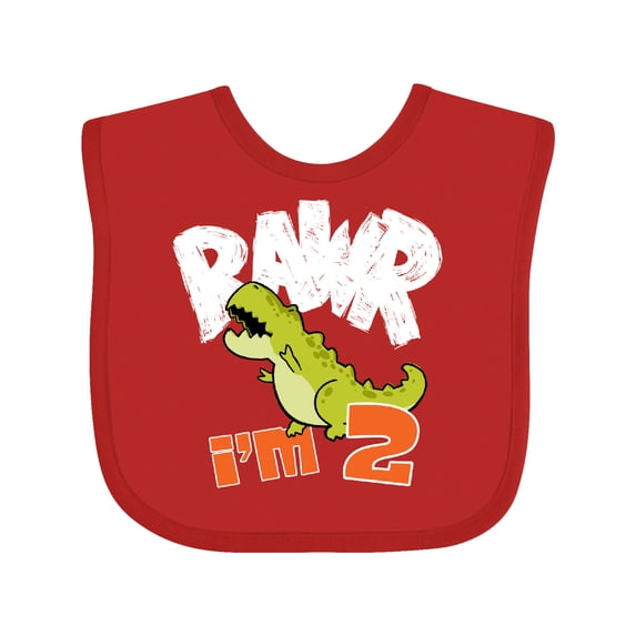 Inktastic RAWR I'm 2 Baby Tyranosaurus Rex Boys or Girls Baby Bib