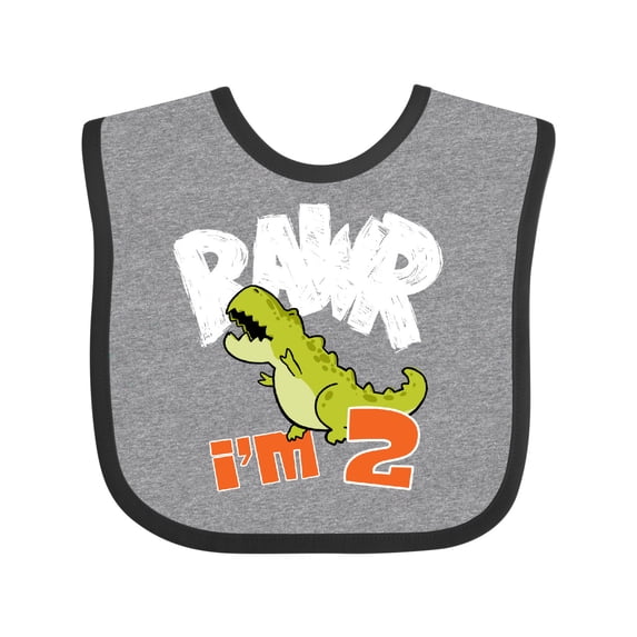 Inktastic RAWR I'm 2 Baby Tyranosaurus Rex Boys or Girls Baby Bib