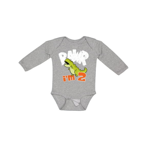 Inktastic RAWR I'm 2 Baby Tyranosaurus Rex Boys or Girls Long Sleeve Baby Bodysuit