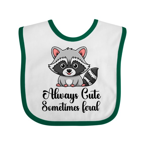 Inktastic Raccoon Always Cute Sometimes Feral Girls Baby Bib