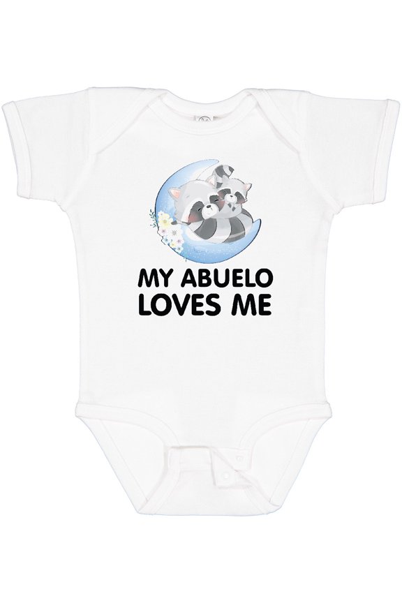 Raccoon My Abuelo Loves Me Boys or Girls Baby Bodysuit