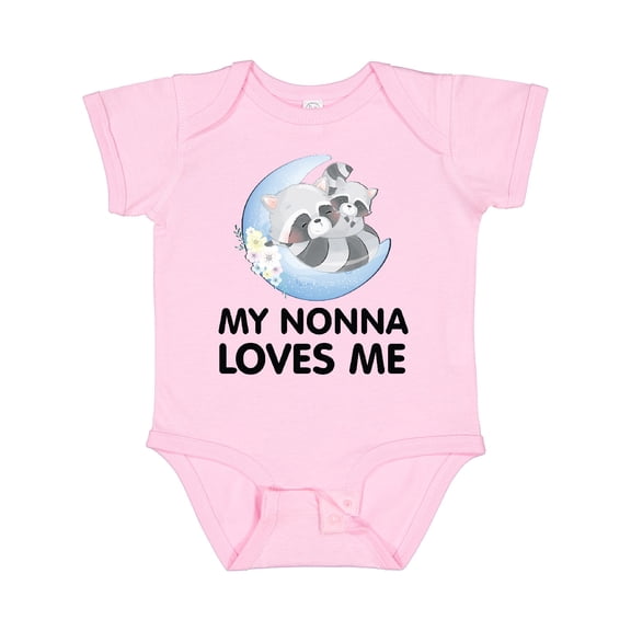 Inktastic Raccoon My Nonna Loves Me Boys or Girls Baby Bodysuit
