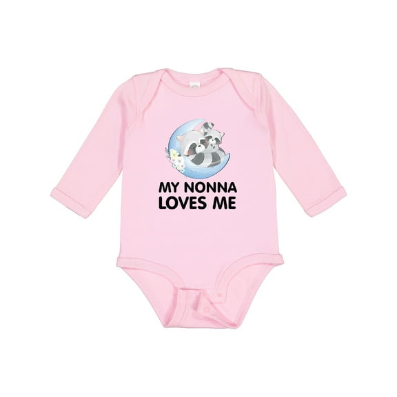 Inktastic Raccoon My Nonna Loves Me Boys or Girls Long Sleeve Baby Bodysuit
