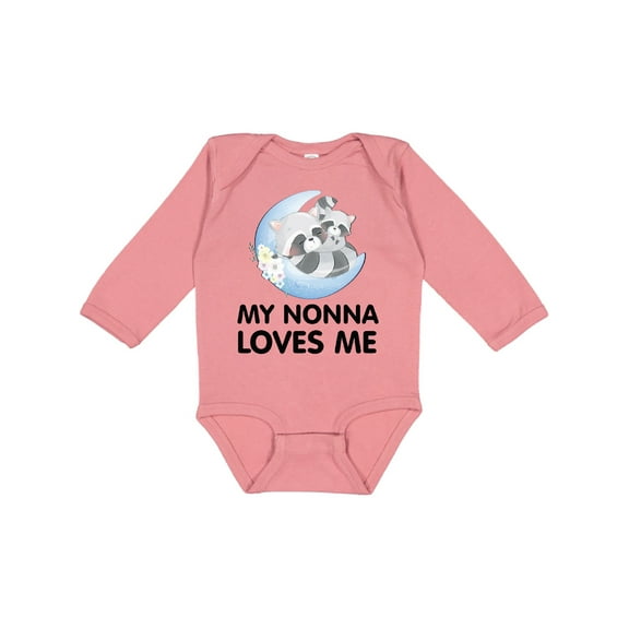 Inktastic Raccoon My Nonna Loves Me Boys or Girls Long Sleeve Baby Bodysuit