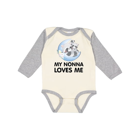 Inktastic Raccoon My Nonna Loves Me Boys or Girls Long Sleeve Baby Bodysuit