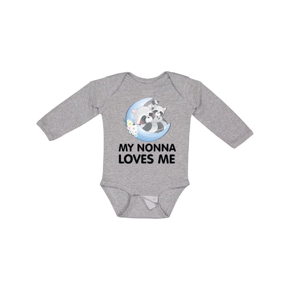 Inktastic Raccoon My Nonna Loves Me Boys or Girls Long Sleeve Baby Bodysuit