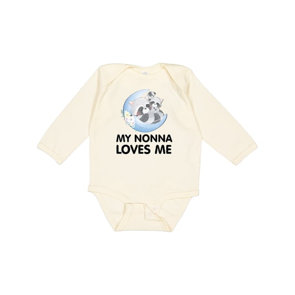 Inktastic Raccoon My Nonna Loves Me Boys or Girls Long Sleeve Baby Bodysuit