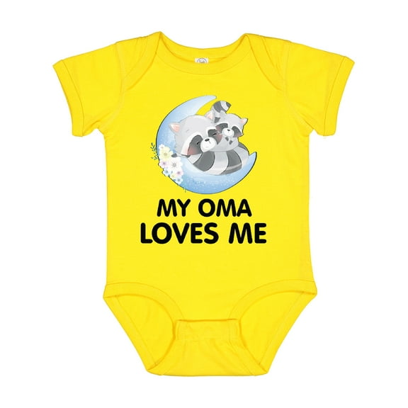 Inktastic Raccoon My Oma Loves Me Boys or Girls Baby Bodysuit