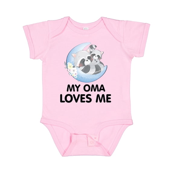 Inktastic Raccoon My Oma Loves Me Boys or Girls Baby Bodysuit