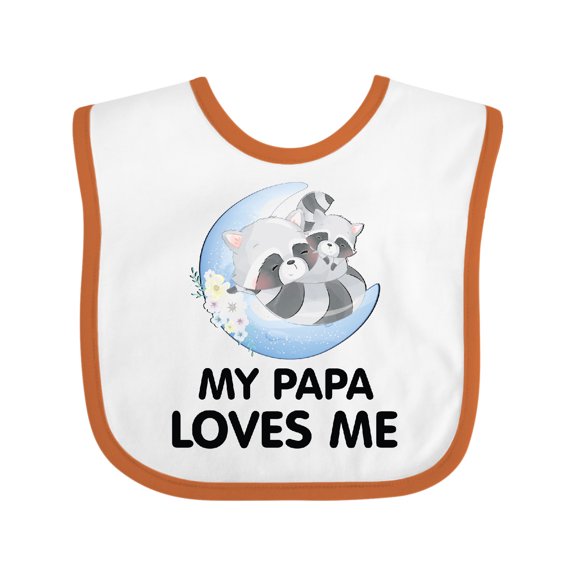 Inktastic Raccoon My Papa Loves Me Boys or Girls Baby Bib