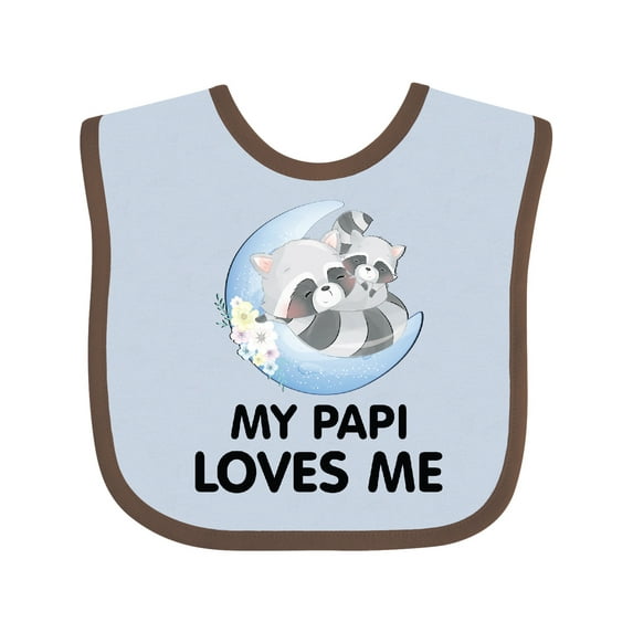 Inktastic Raccoon My Papi Loves Me Boys or Girls Baby Bib