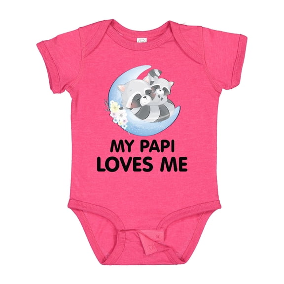 Inktastic Raccoon My Papi Loves Me Boys or Girls Baby Bodysuit