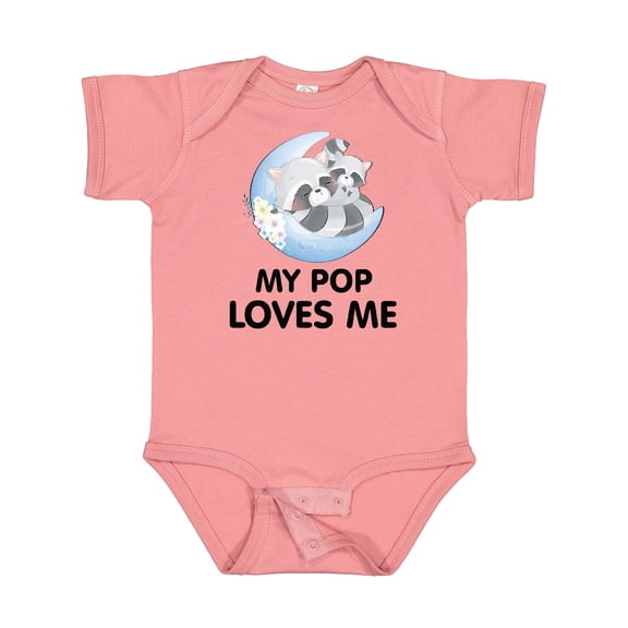 Inktastic Raccoon My Pop Loves Me Boys or Girls Baby Bodysuit